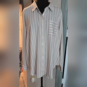 Torrid Beige Striped Button-Up Blouse